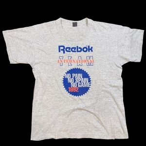 Vintage Reebok Team International '1992' Graphic Tee - Grey & Blue 90s